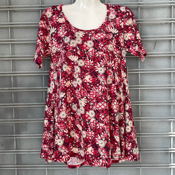 LulaRoe Geometric  & Floral Printed Perfect T High Low Top-#0226 - Picture 5 of 12